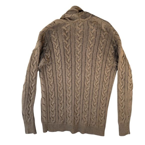 Moda International Tan Brown Cable Buttoned Cotton Cardigan Women's Size Small - Picture 3 of 6